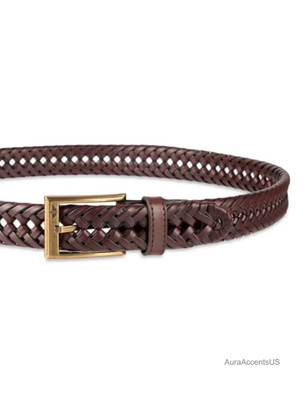 Men's Braided Leather Belt, Fully Adjustable Casual Strap